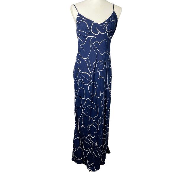 Madewell, Size 10, Navy Blue & White Floral Maxi Slip Dress, Layton, Minimalist - Picture 1 of 8